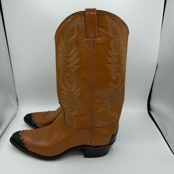Vintage Dan Post Brown Leather Western Cowboy Boots USA Made size 10 M - Picture 5 of 8